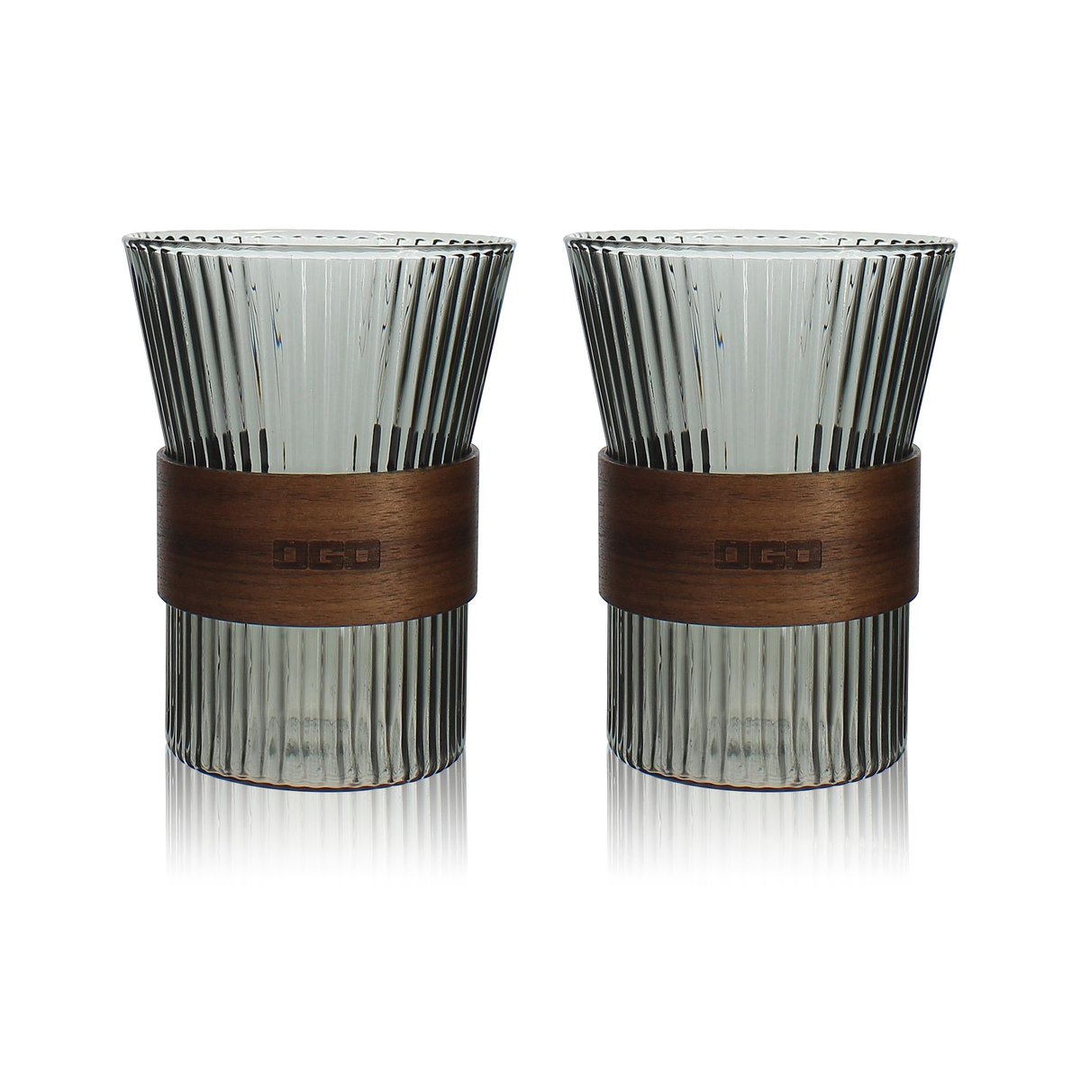 Lot de 2 tasses en verre 325ml, KARL marron, OGO LIVING