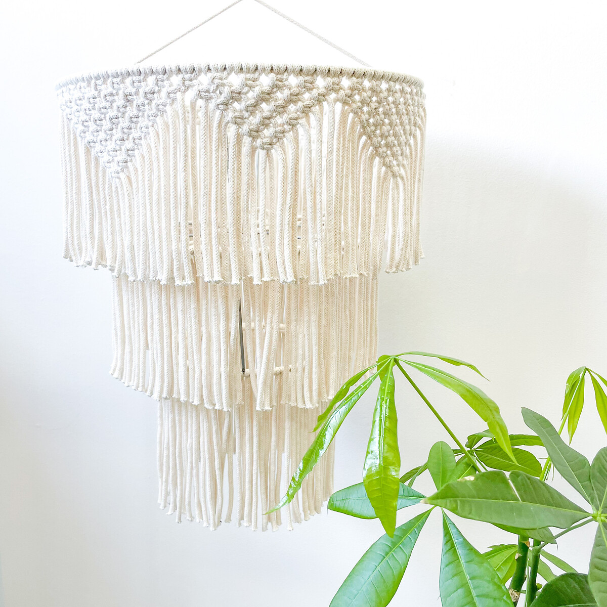 Decoração abajur em macramé LEVITA, Macramar natural, MACRAMAR
