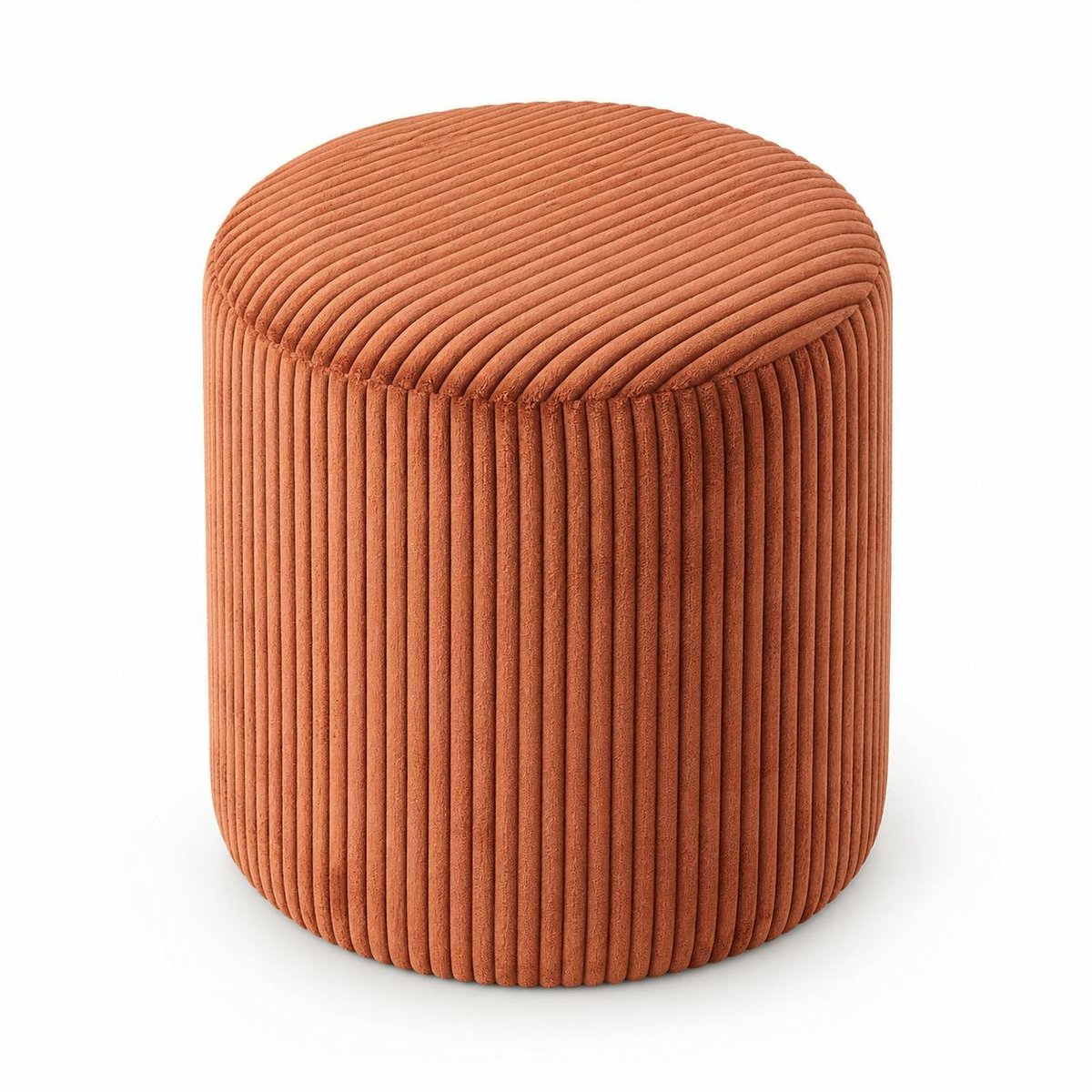 Pouf rond velours côtelé rouille (lot de 2) MALMOE brique, PIER IMPORT