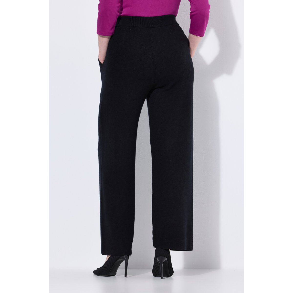 Pantalon en maille, taille élastique noir, ULLA POPKEN