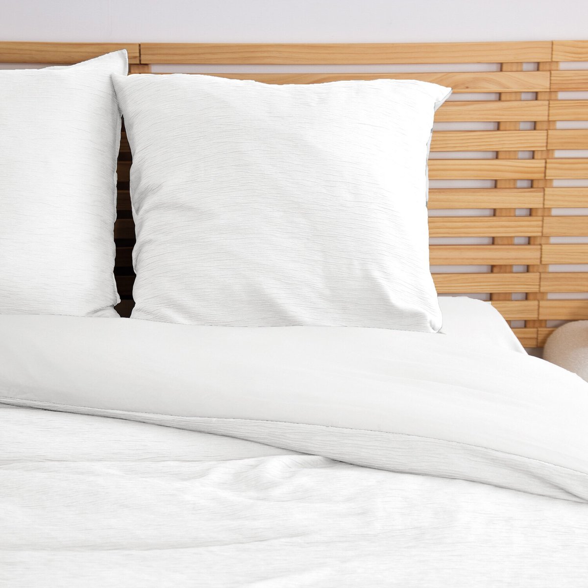 Parure housse de couette microfibre bitexturée unie, ASTRAL blanc, C DESIGN HOME TEXTILE