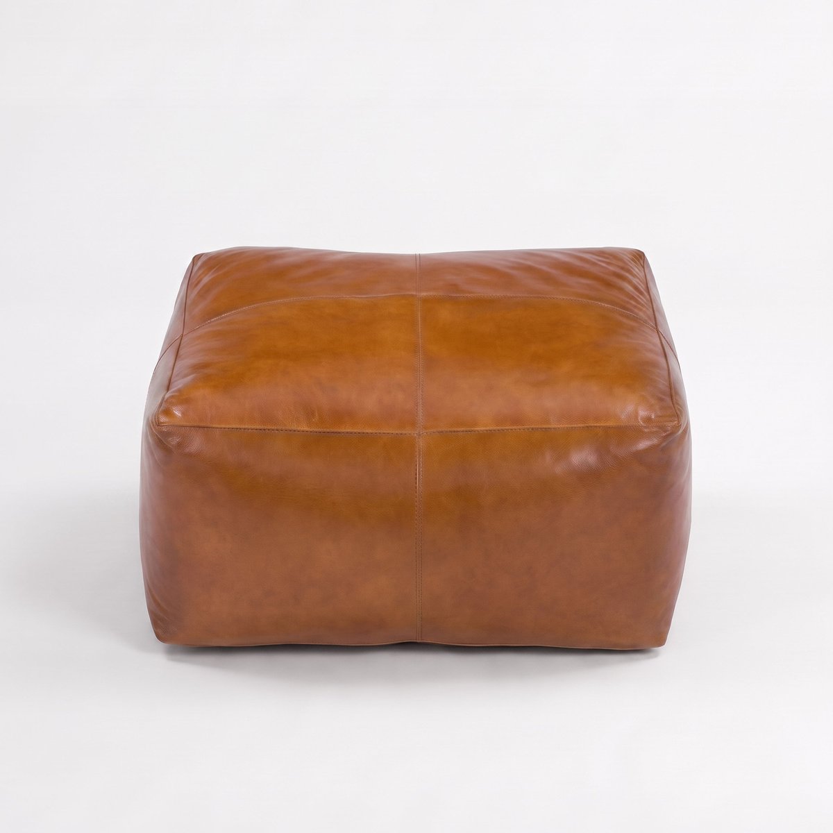 Pouf rectangulaire en cuir de buffle - AUGUSTIN marron, MAISON PAVANE