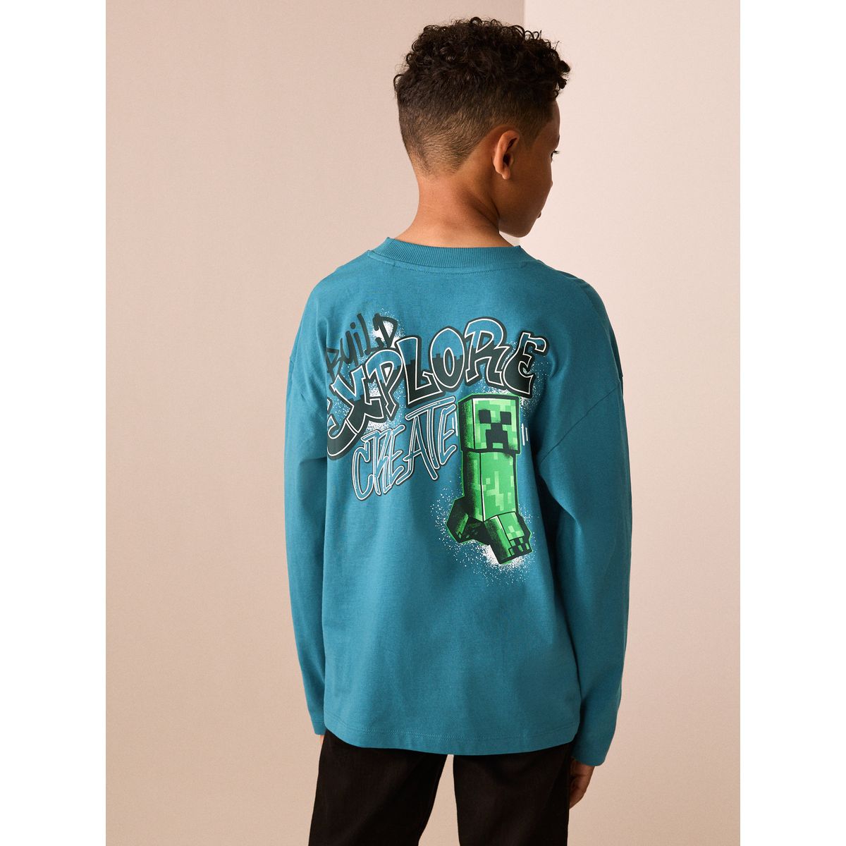 T-shirt minecraft à manches longues bleu sarcelle, NEXT