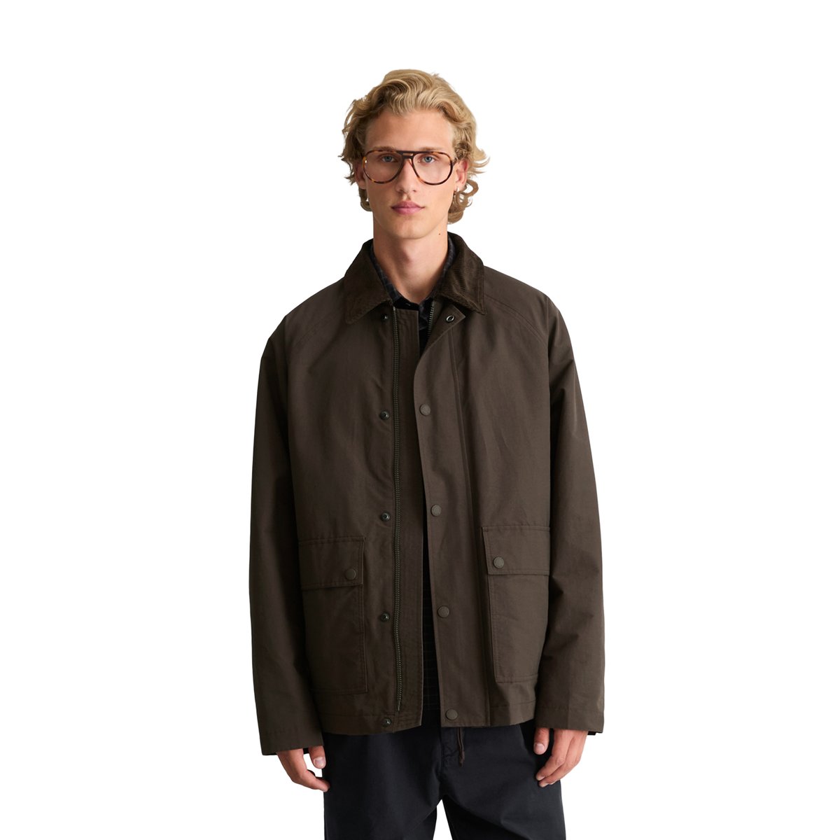Veste de travail décontractée en mélange de coton bio résistant marron, MARC O’POLO DENIM