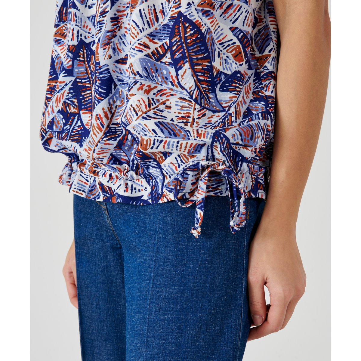 Blouse imprimée blousante bleu feuillage, DAMART