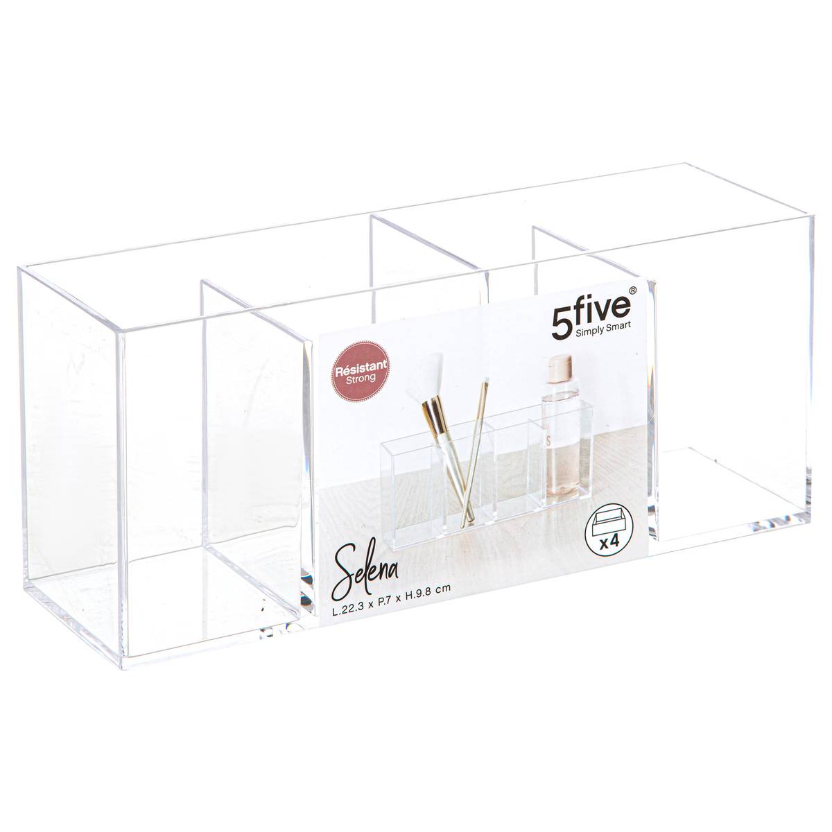 Organiseur 4 compartiments Transparent SELENA transparent, 5FIVE SIMPLY SMART