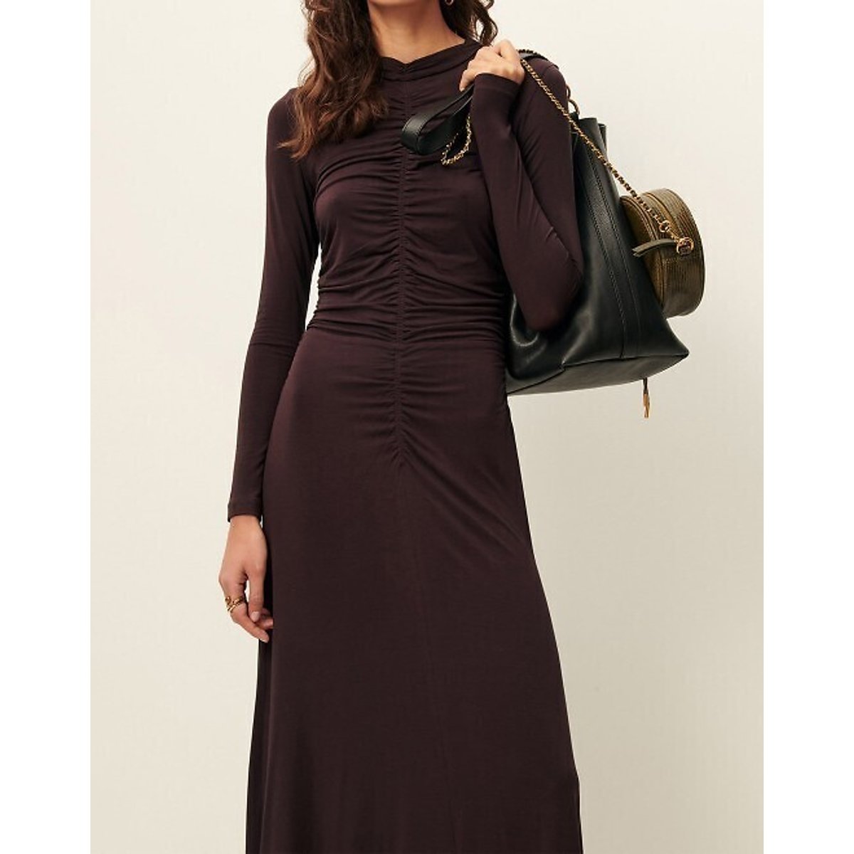 Robe longue manches longues col rond, RITA bordeaux foncé, SESSUN