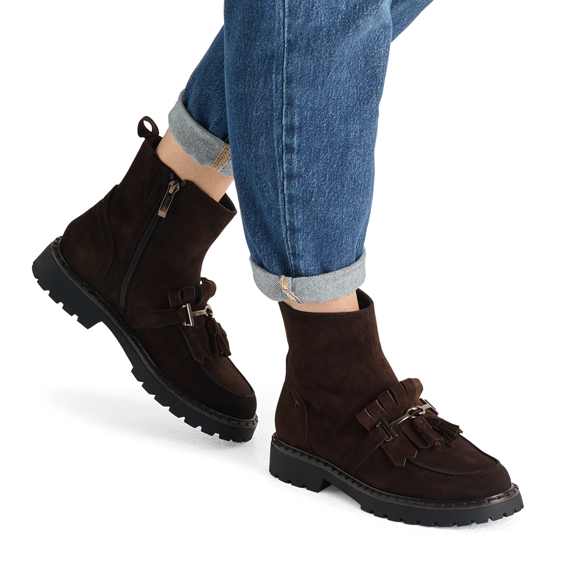 Bottine en cuir marron mocca, TAMARIS