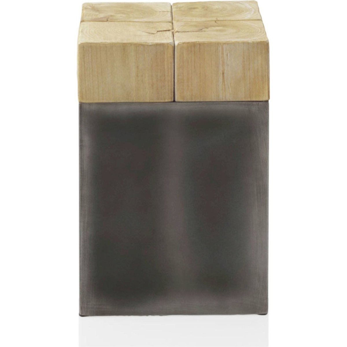Tabouret carré en épicéa et métal bois naturel et métal gris foncé, RECOLLECTION