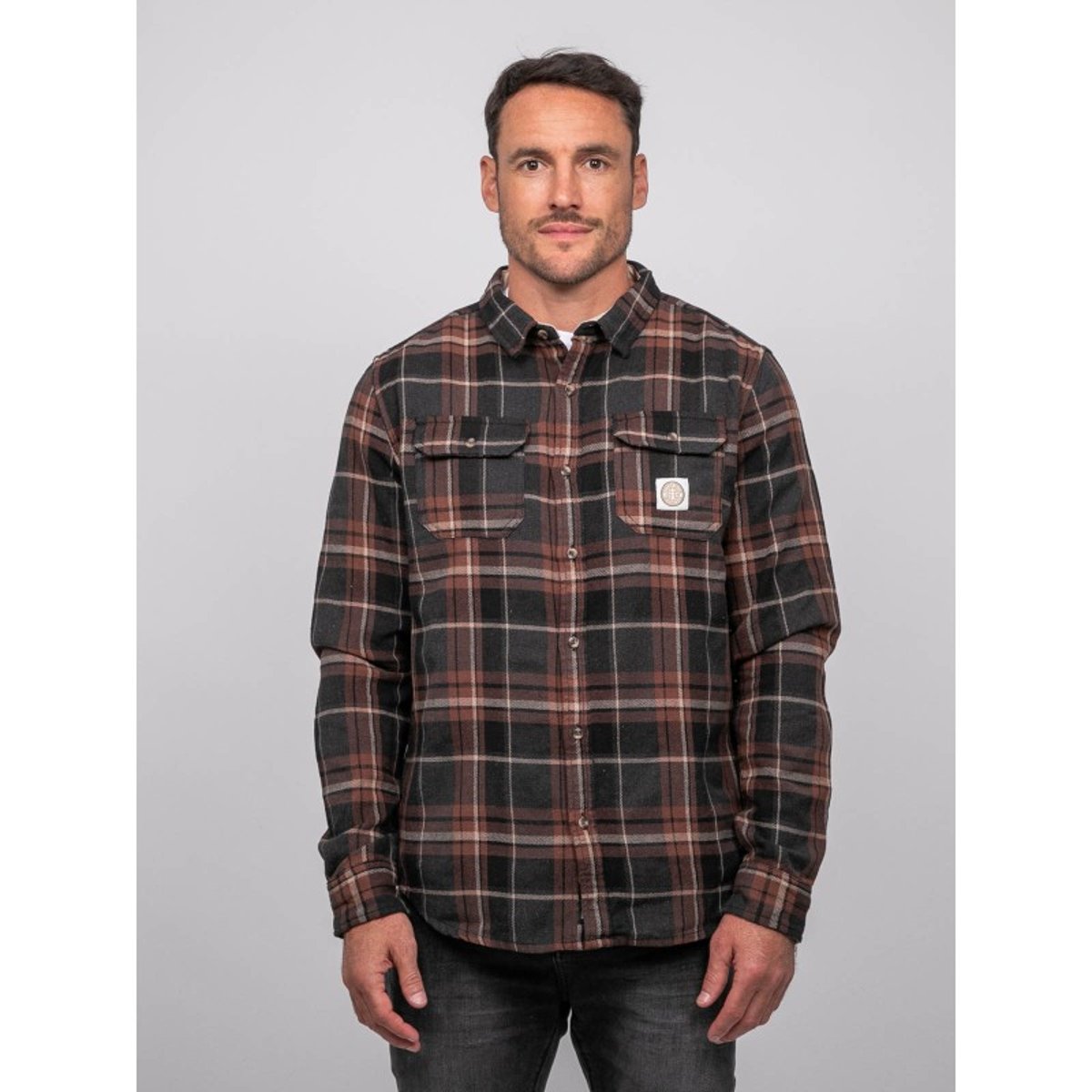 Chemise Manches Longues Carreaux Torilou marron, RITCHIE