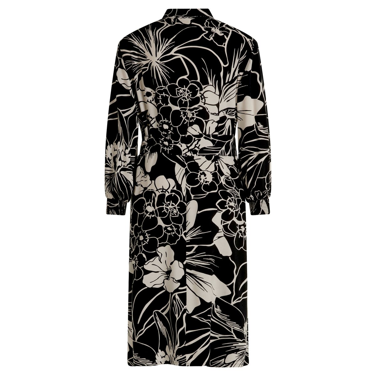 Robe-chemisier à ceinture à nouer noir/beige, BETTY BARCLAY