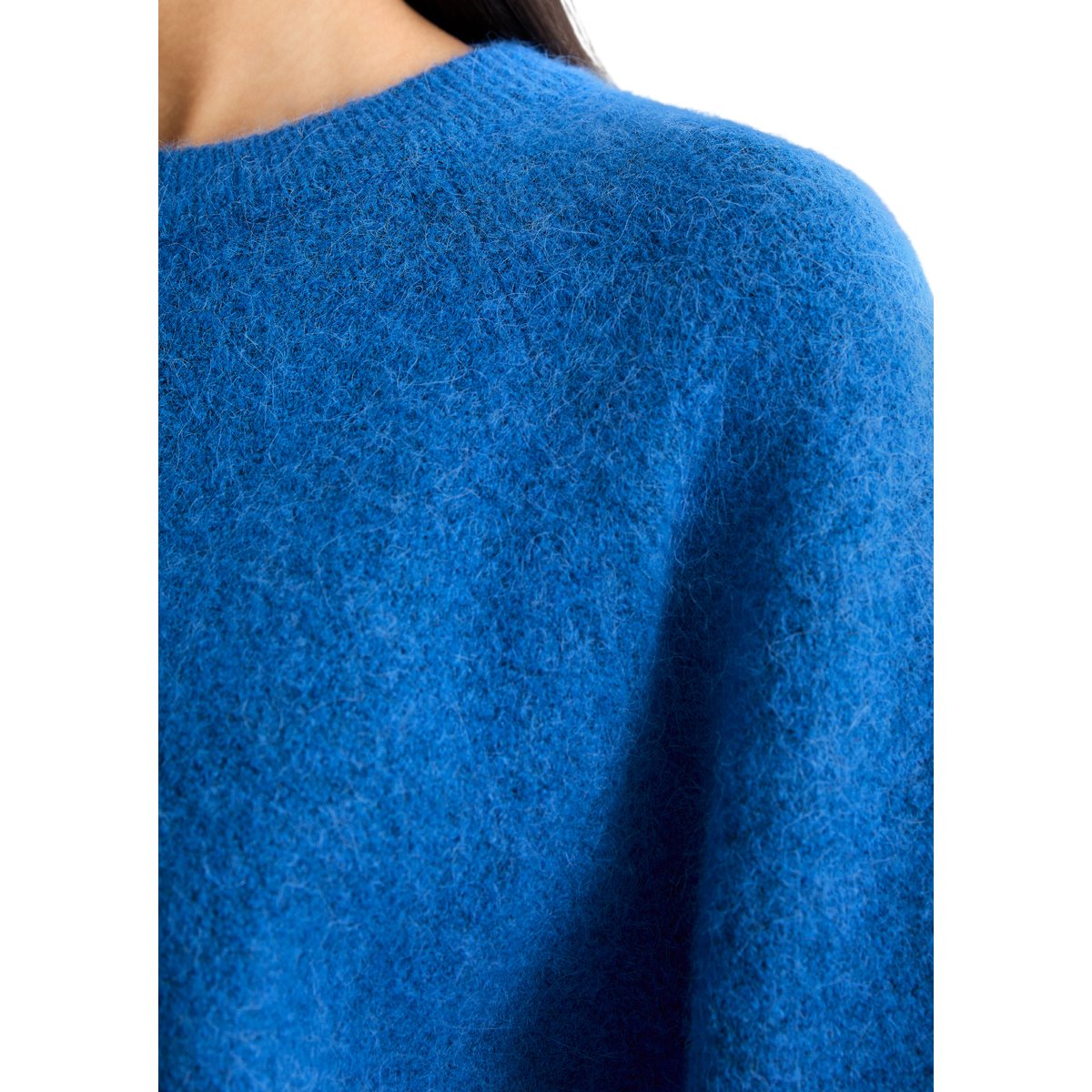 Pull en maille relaxed en mélange de laine d'alpaga douillette bleu moyen, MARC O’POLO DENIM
