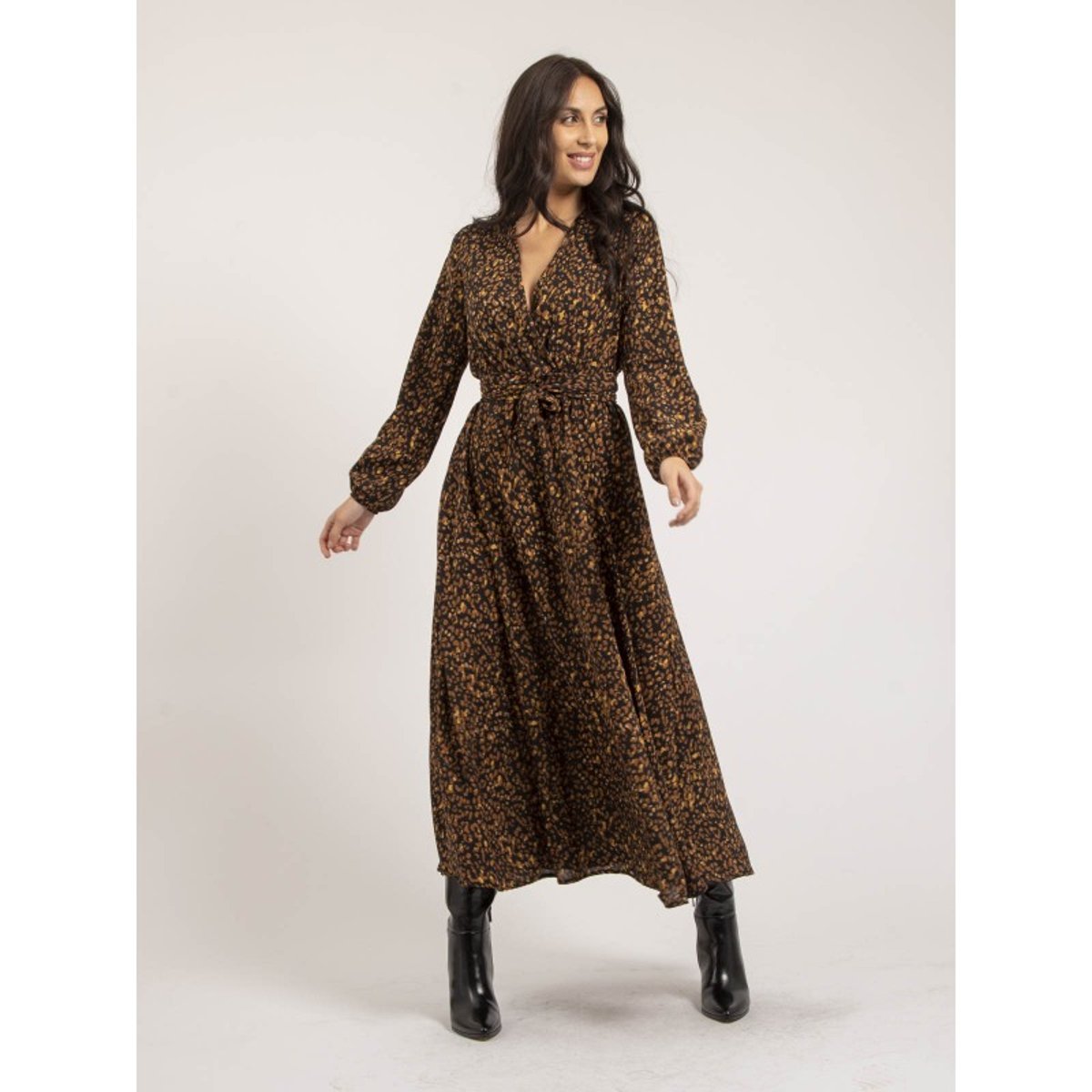 Robe Longue Motifs Island marron, DONA LISA