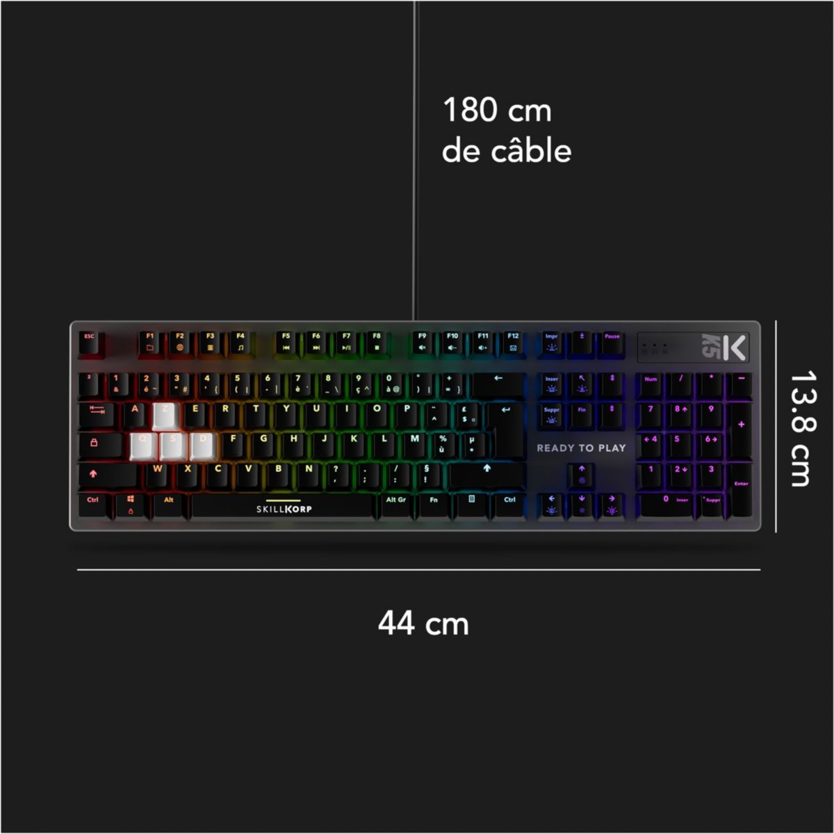 Clavier gamer K5 NOIR Access couleur unique, SKILLKORP