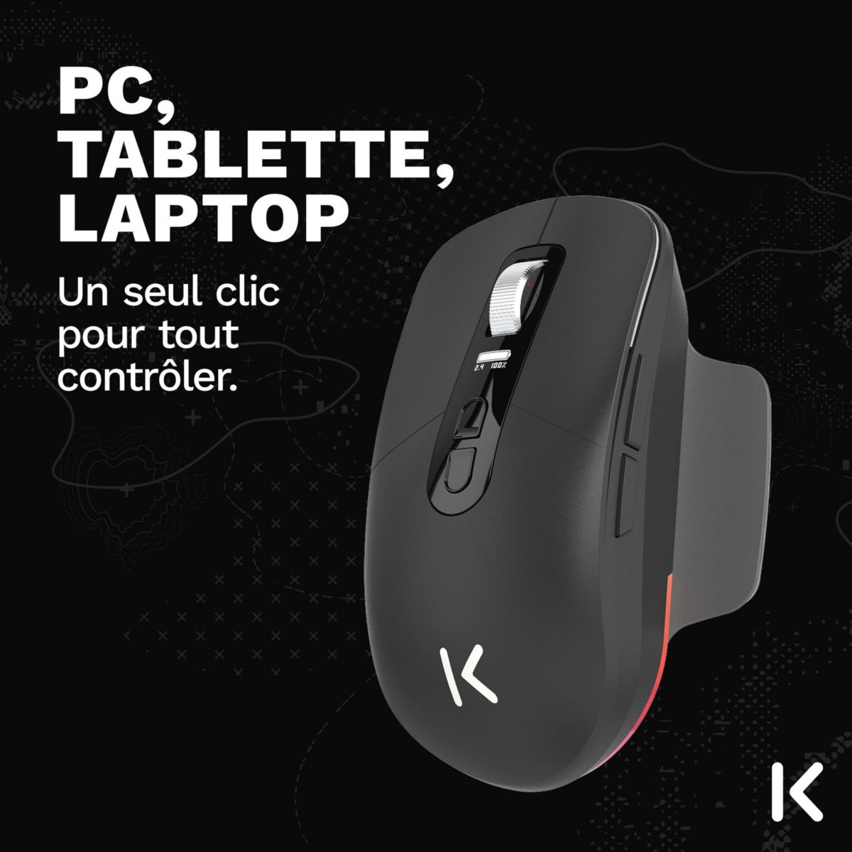 Souris Gamer Sans Fil Ambi One noir Progress couleur unique, SKILLKORP
