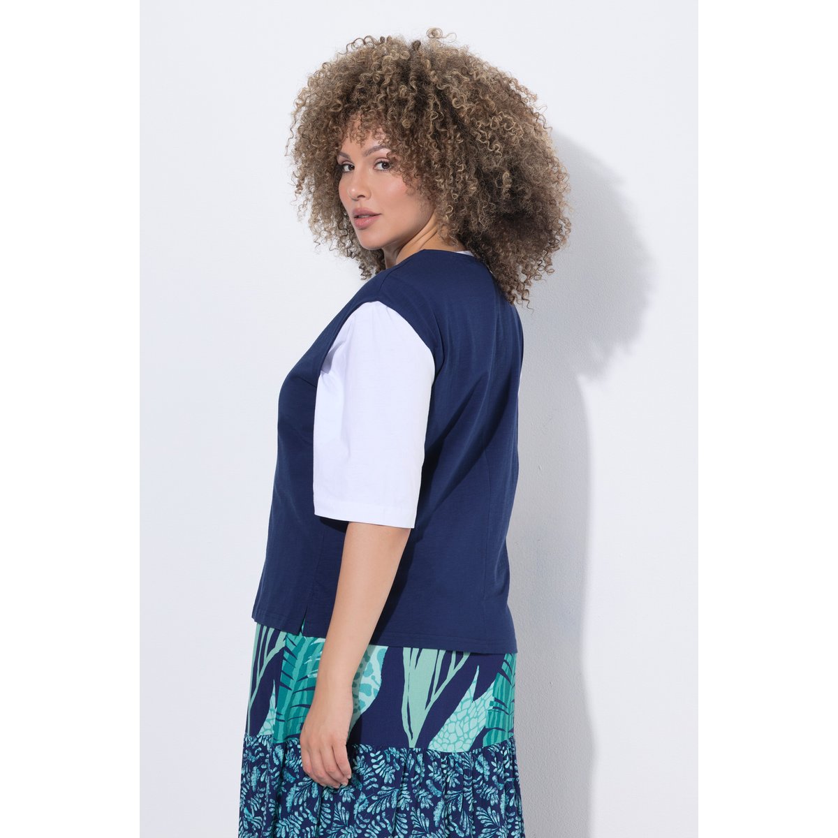 Gilet en jersey flammé, sans manches bleu encre, ULLA POPKEN