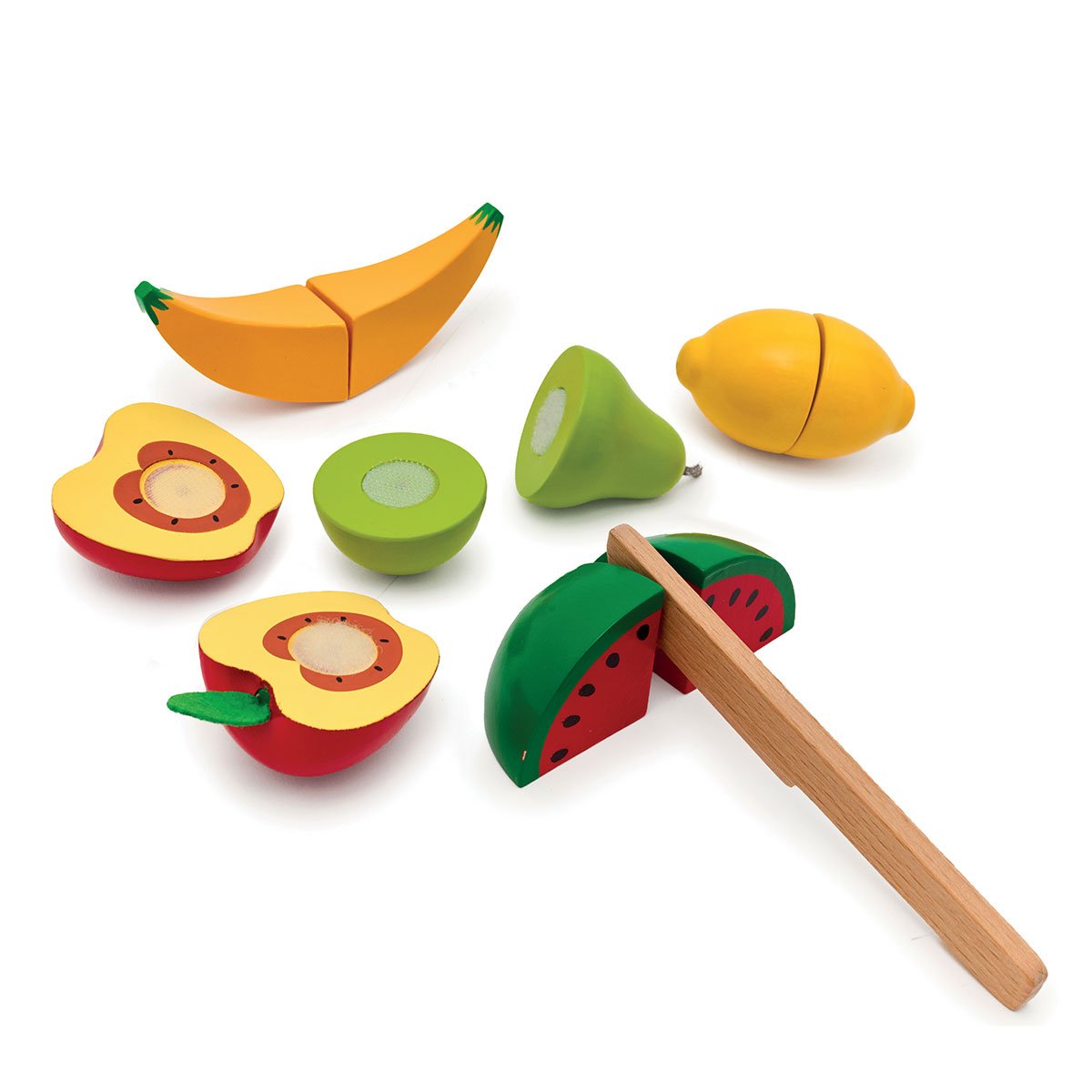 Set de 5 fruits à découper en bois blanc, OXYBUL 