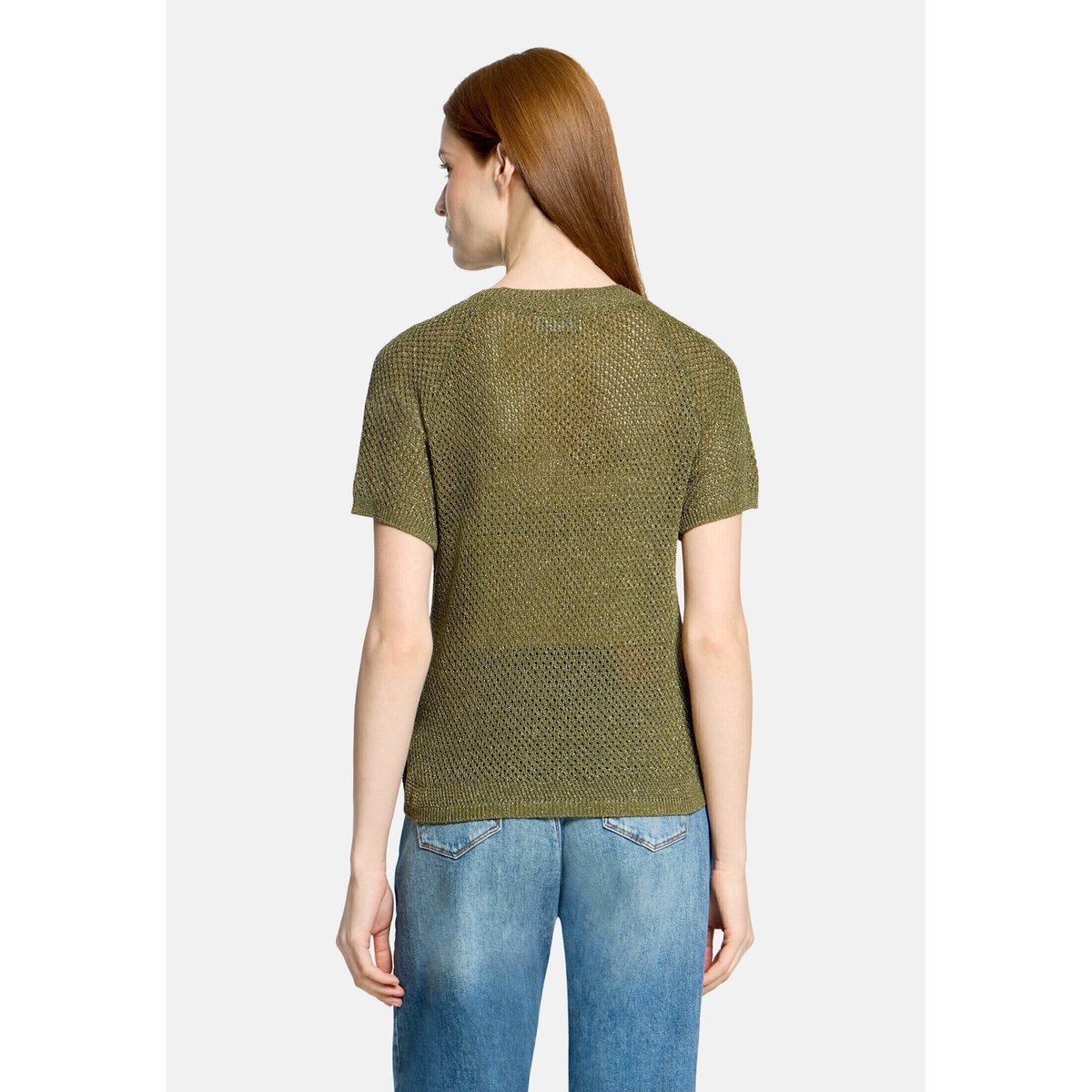 Pull-over en maille à encolure ronde khaki/gold, CARTOON