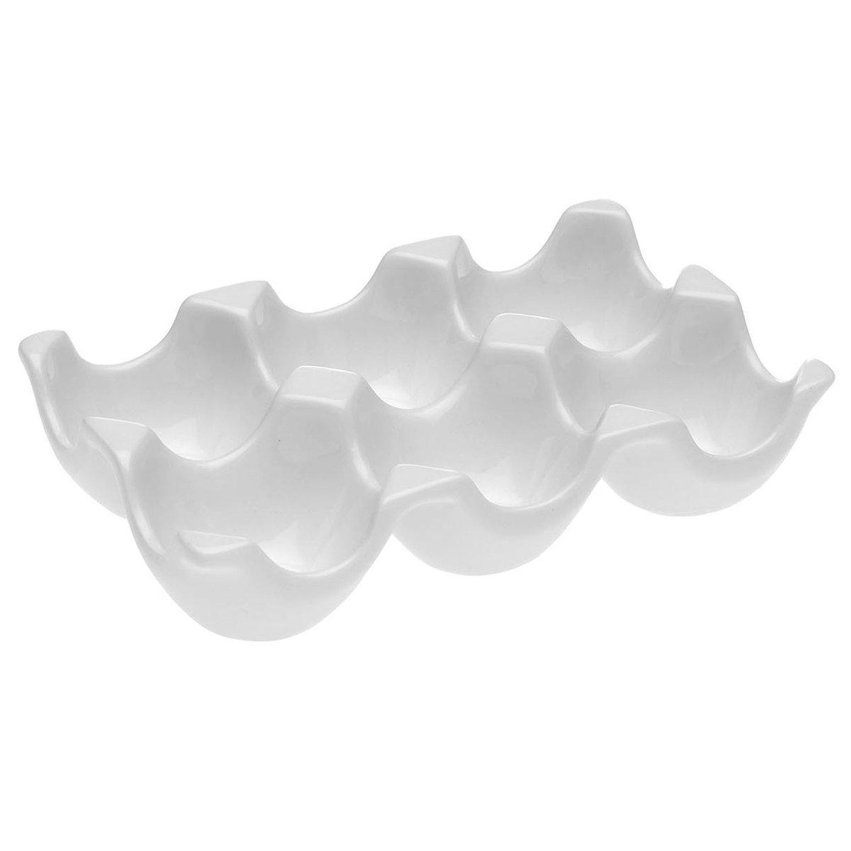 Organiseur pour 6 oeufs en porcelaine blanche 10.5x15.5cm blanc, VERSA