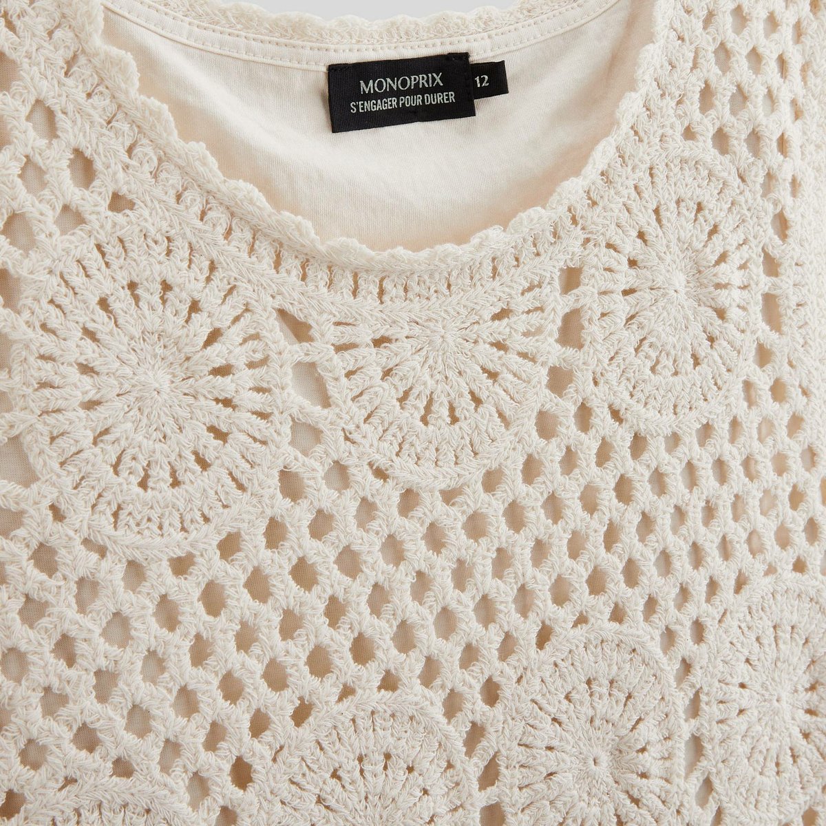 Robe droite en crochet amaretti, MONOPRIX