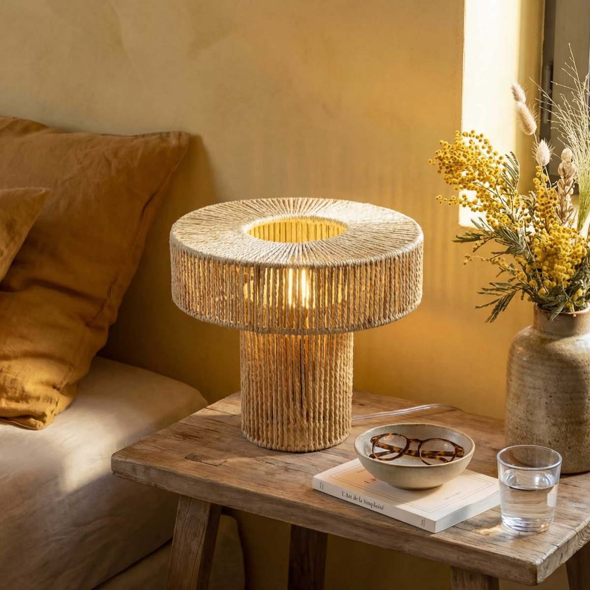 Lampe à poser en corde et métal, TOZA naturel, C-CREATION