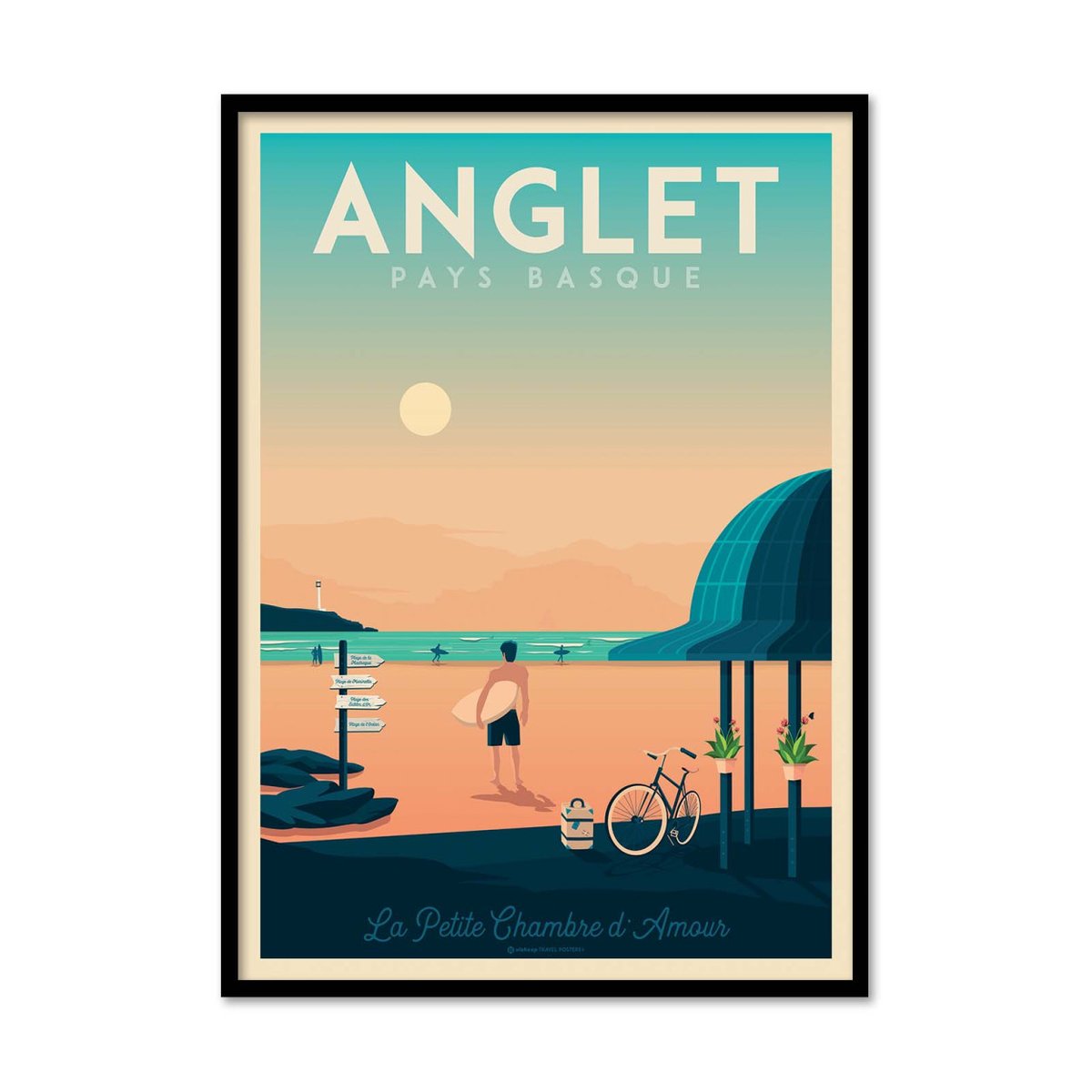 Affiche d'art - Anglet - Olahoop Travel Posters couleur unique, WALL EDITIONS