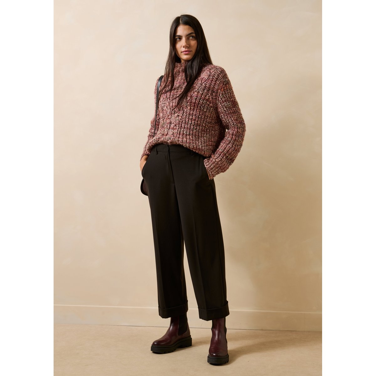 Pantalon 7/8ème droit et large noir, LA FEE MARABOUTEE