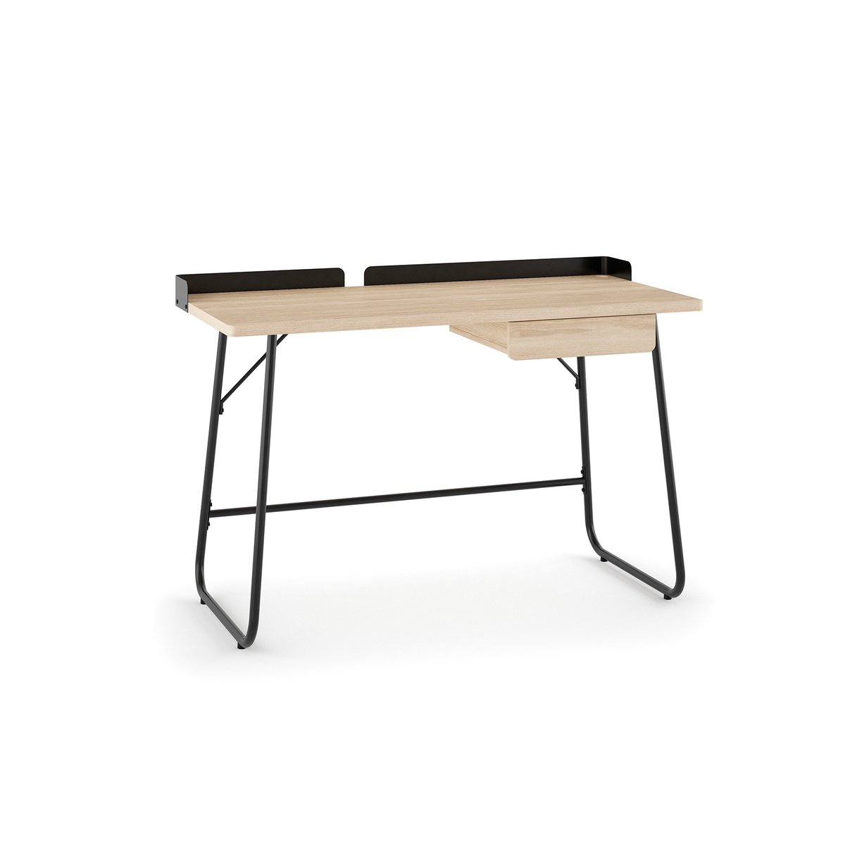 Bureau 1 tiroir en MDF et métal, NÉRO chêne-noir, HISPANOHOGAR