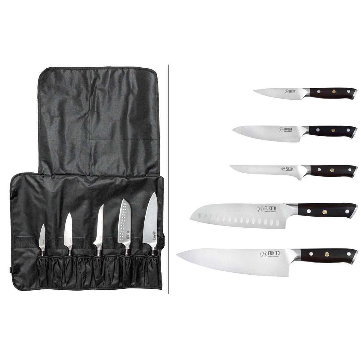 Trousse 5 couteaux de cuisine Ebène X50 v002237, FUKITO