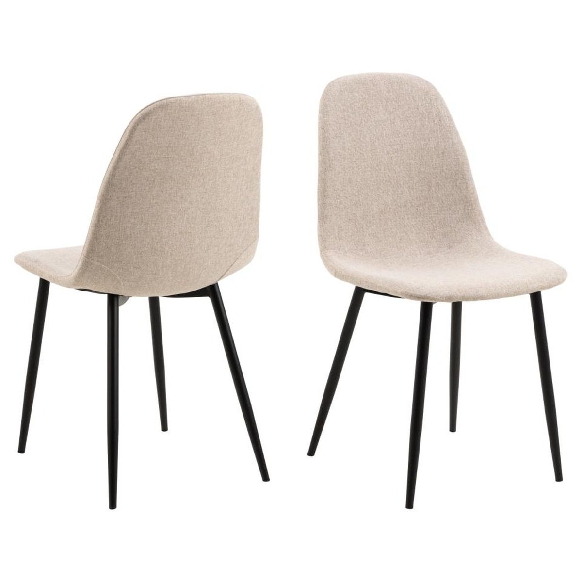 Lot de 4 chaises de salle à manger en tissu avec pieds en acier CLELIA beige, TOILINUX