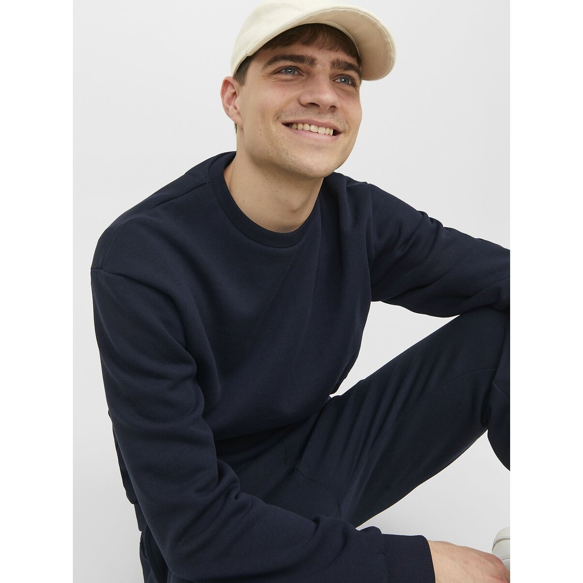 Lot de 2 sweats, col rond, BRADLEY crème + marine, JACK & JONES
