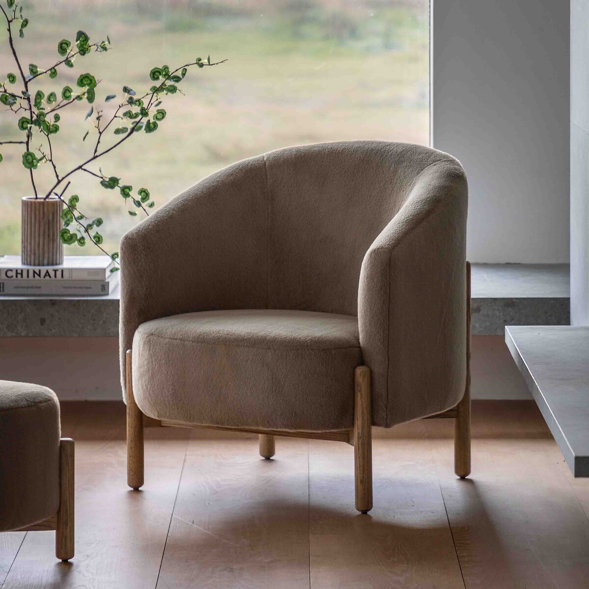 Tristan Faux Fur Tub Armchair khaki, ÉDITÉ