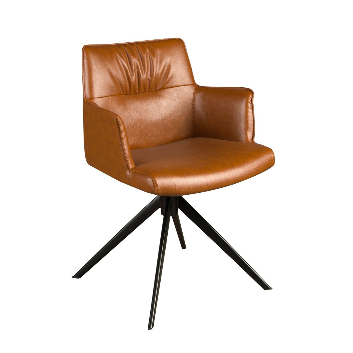 Chaise pivotante en simili cuir brun cognac | noir, ANGEL CERDA