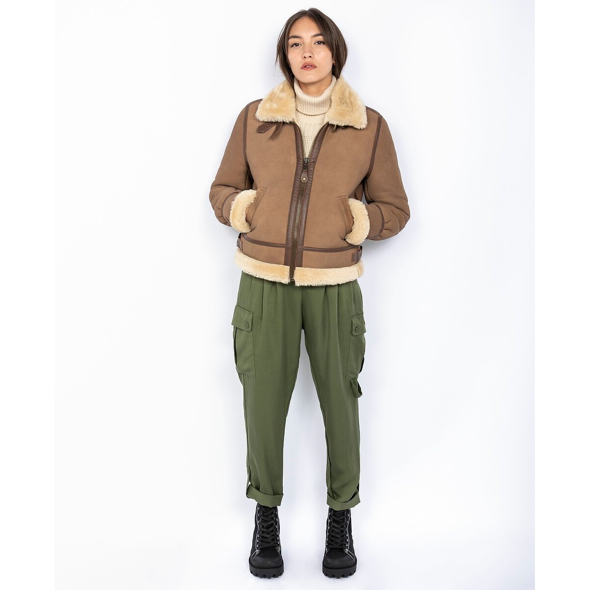 Blusão em pele de carneiro, LCW1255A camel, SCHOTT