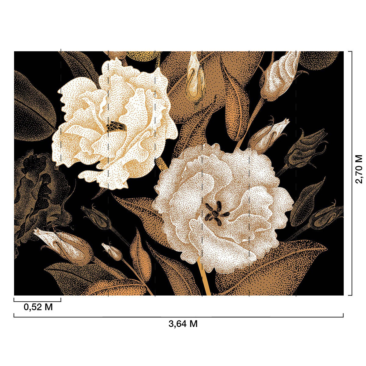 Papier peint panoramique fleurs bouquet vintage intissé, HEXOA