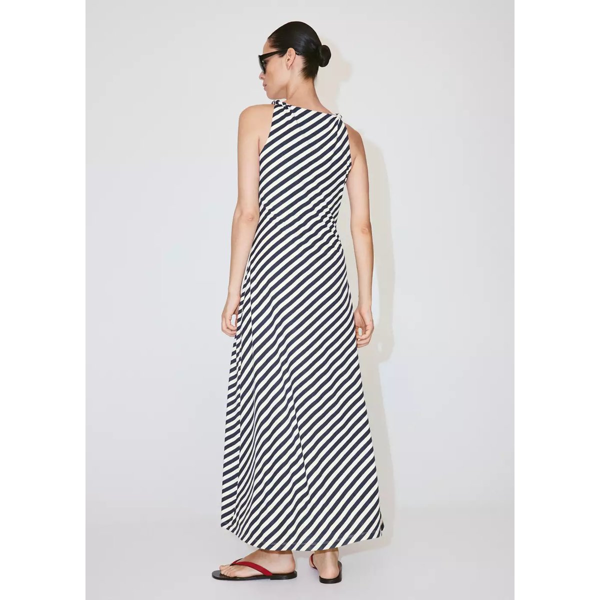 Robe maille bretelles drapées bleu marine, MANGO