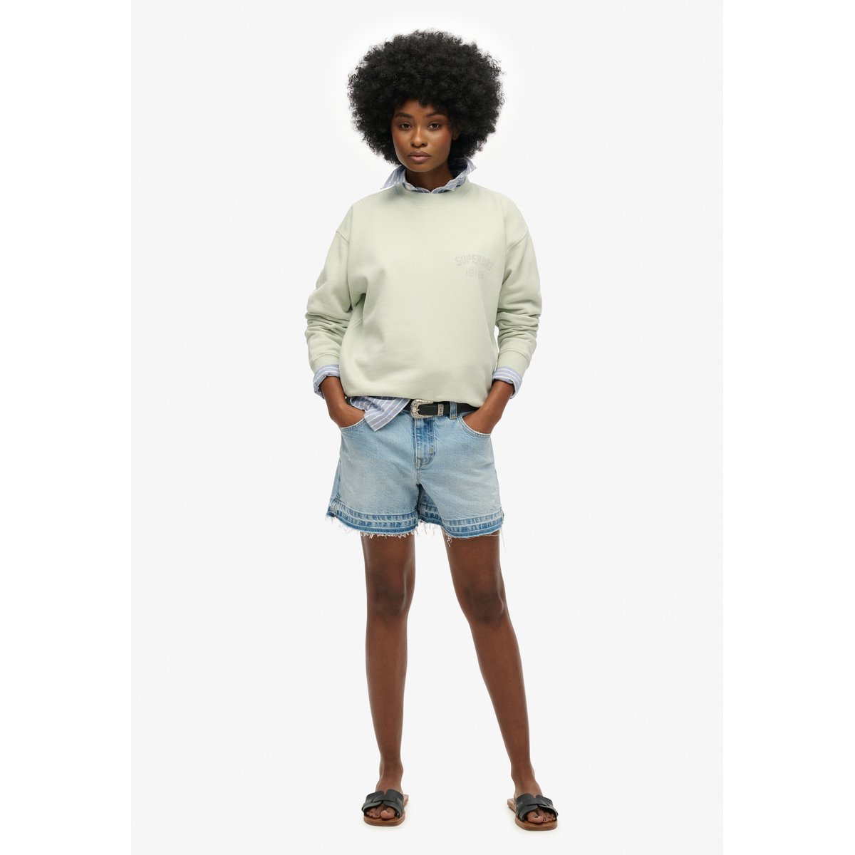 Sweat ras du cou ample Sport Luxe bleu fumé, SUPERDRY