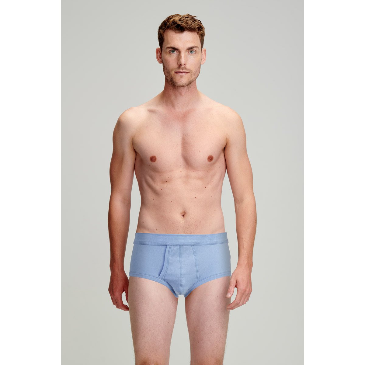 Slip ouvert en coton léger bio ciel, ARMOR-LUX
