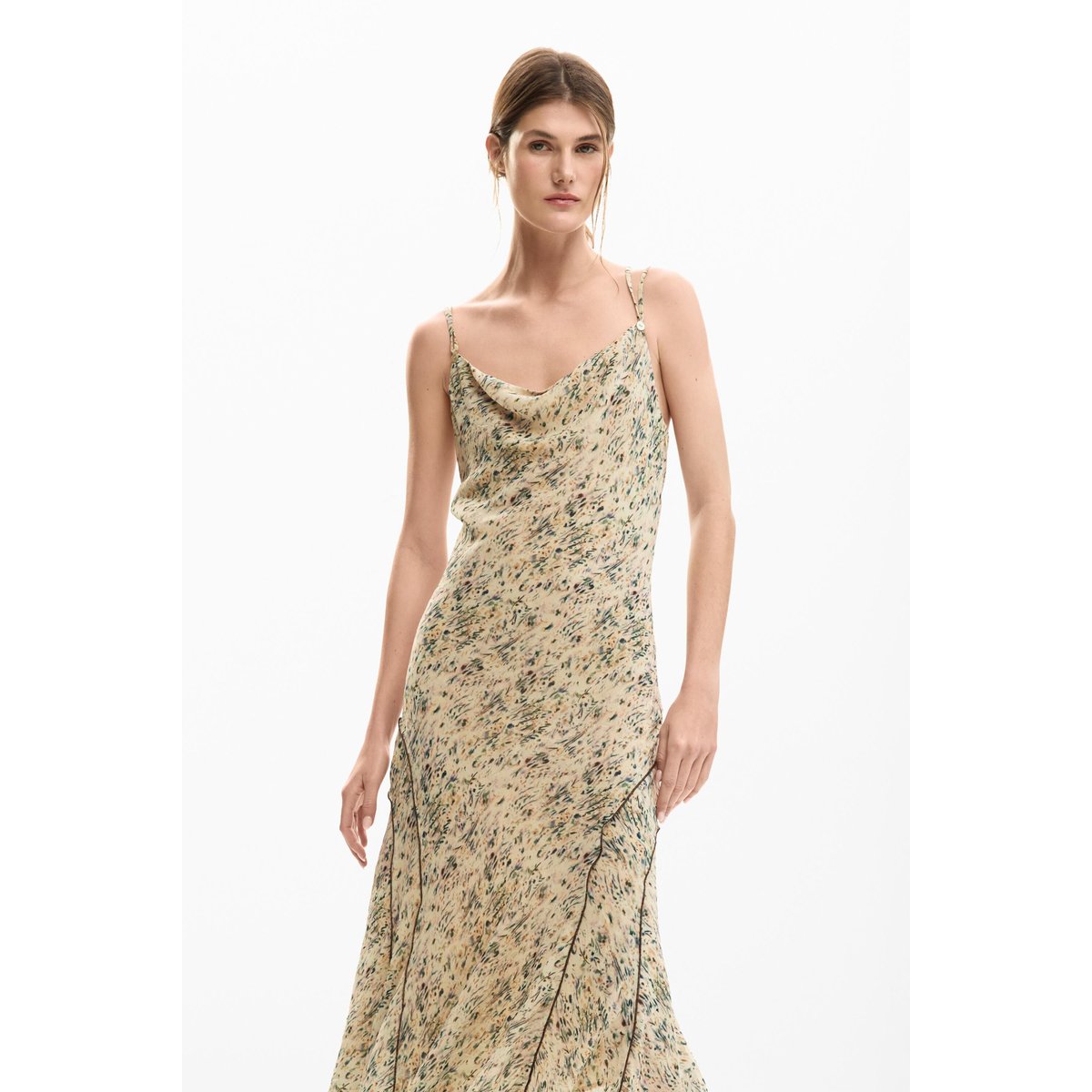 Robe midi champêtre beige, DESIGUAL