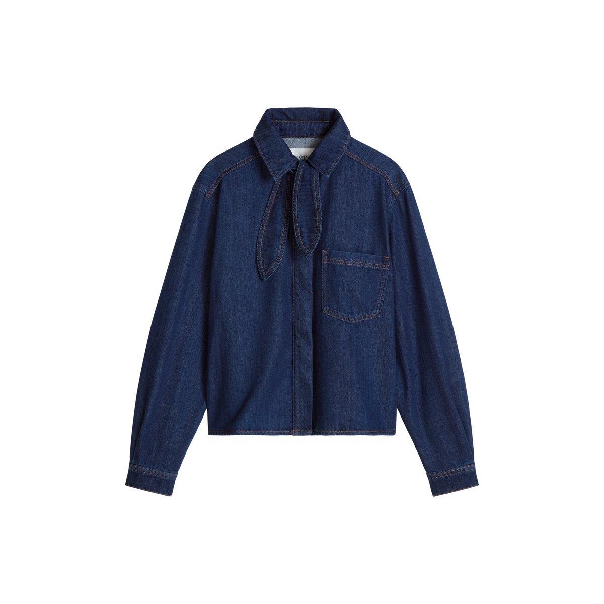 Chemisier en jean court réalisé avec Orange Fiber bleu, MARC O’POLO DENIM
