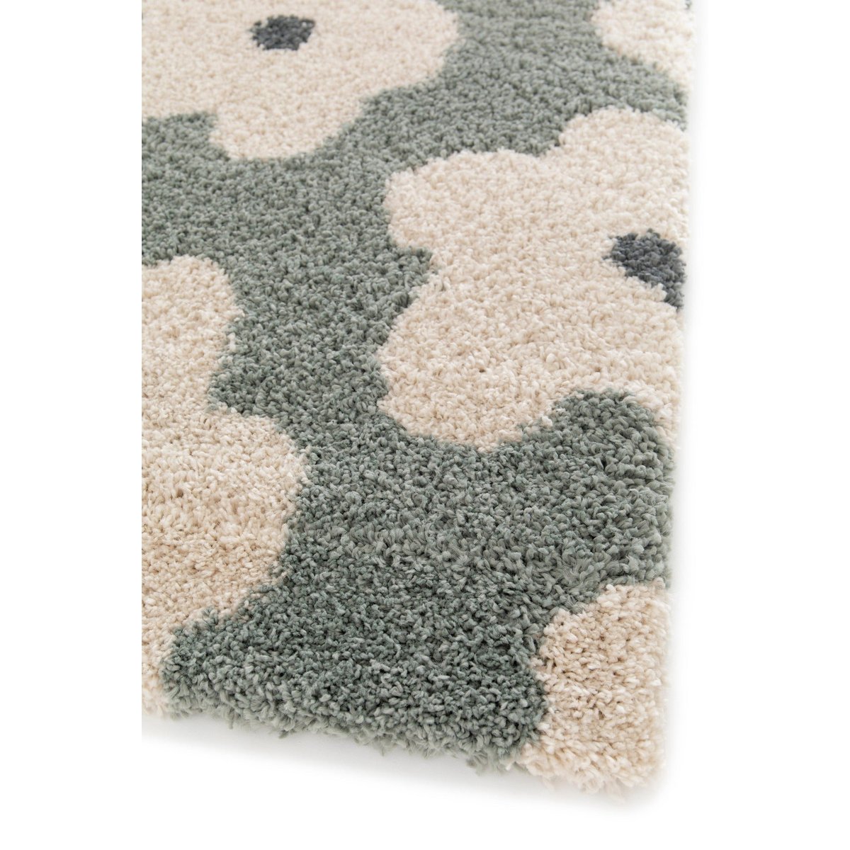 Tapis enfant épais et confortable FLEURS vert naturel, AFK LIVING