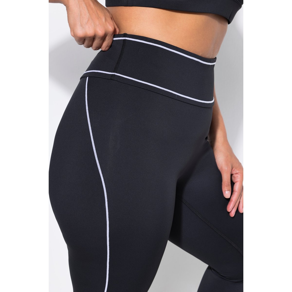 Legging avec passepoils fantaisie noir, ULLA POPKEN