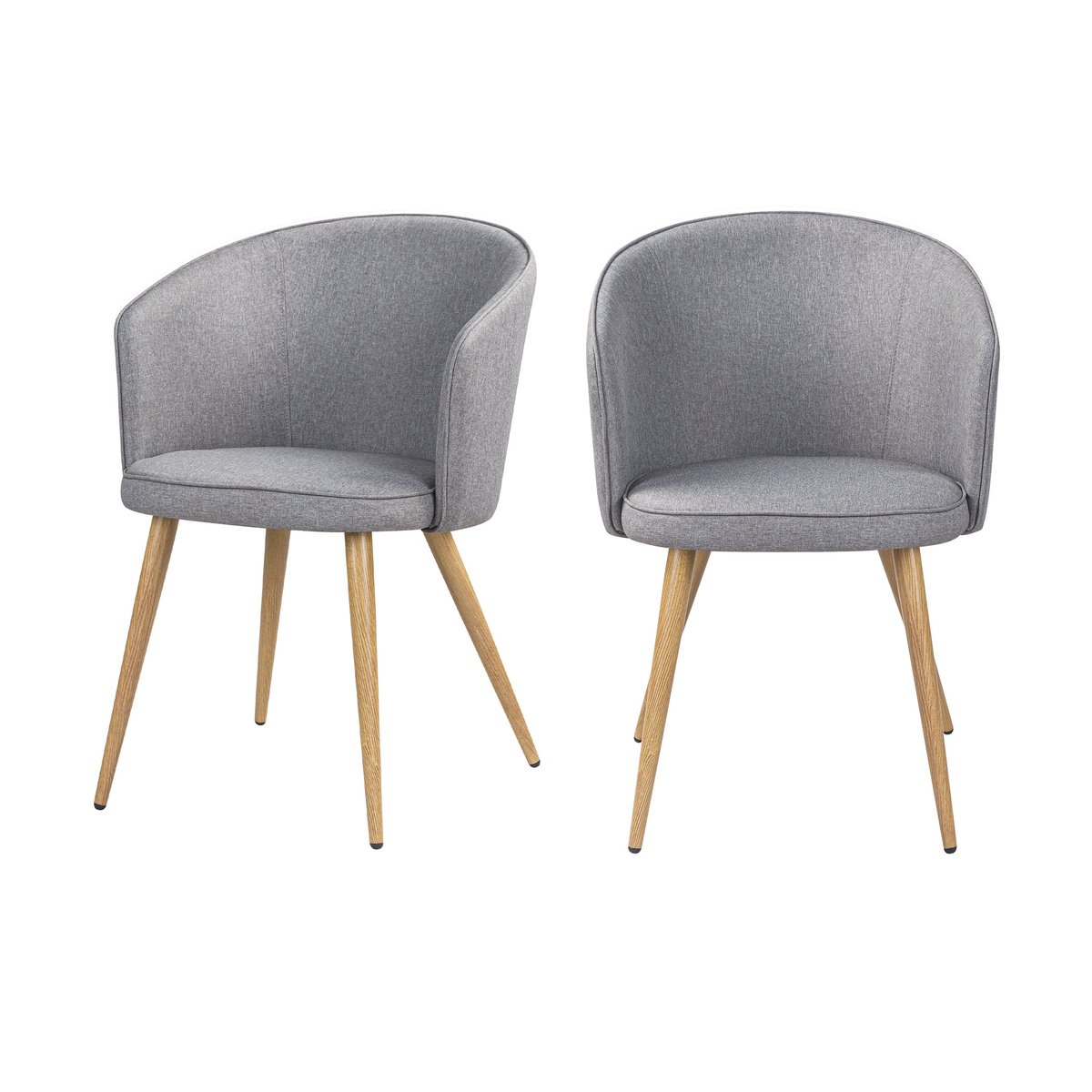 Lot de 2 chaises en tissu et pieds en métal - CHIARA gris clair, MAISON PAVANE