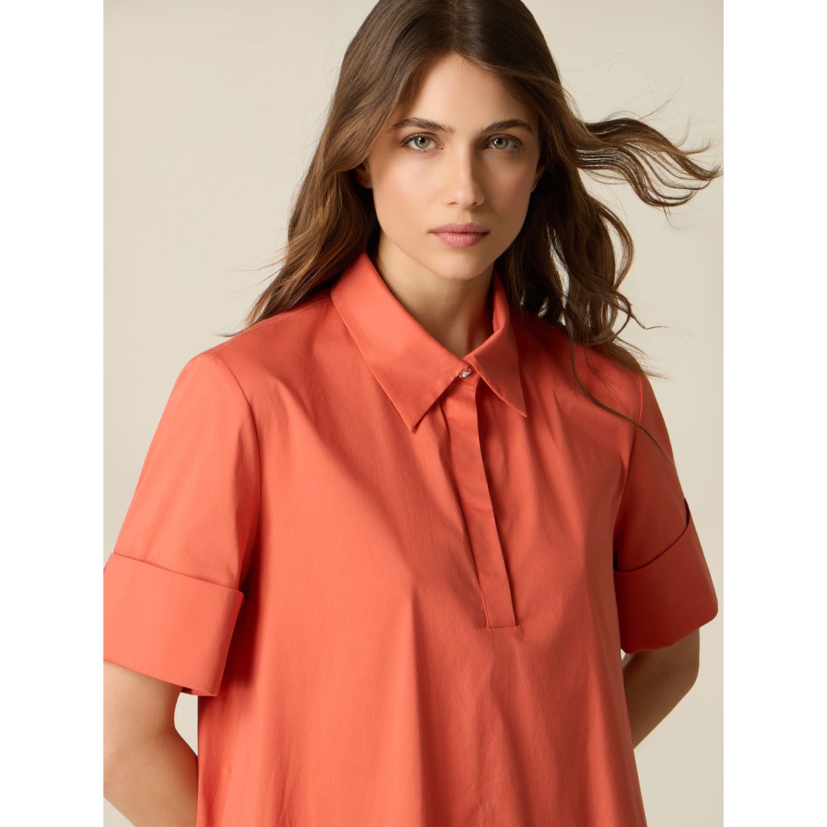 Robe chemisier orange soleil, OLTRE