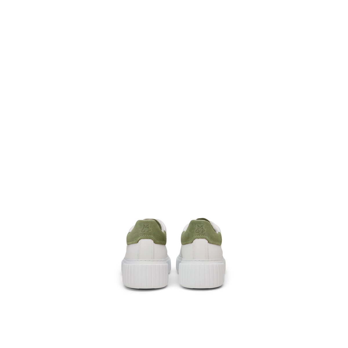 Baskets Modèle Svea en cuir de vache souple blanc/vert, MARC O'POLO