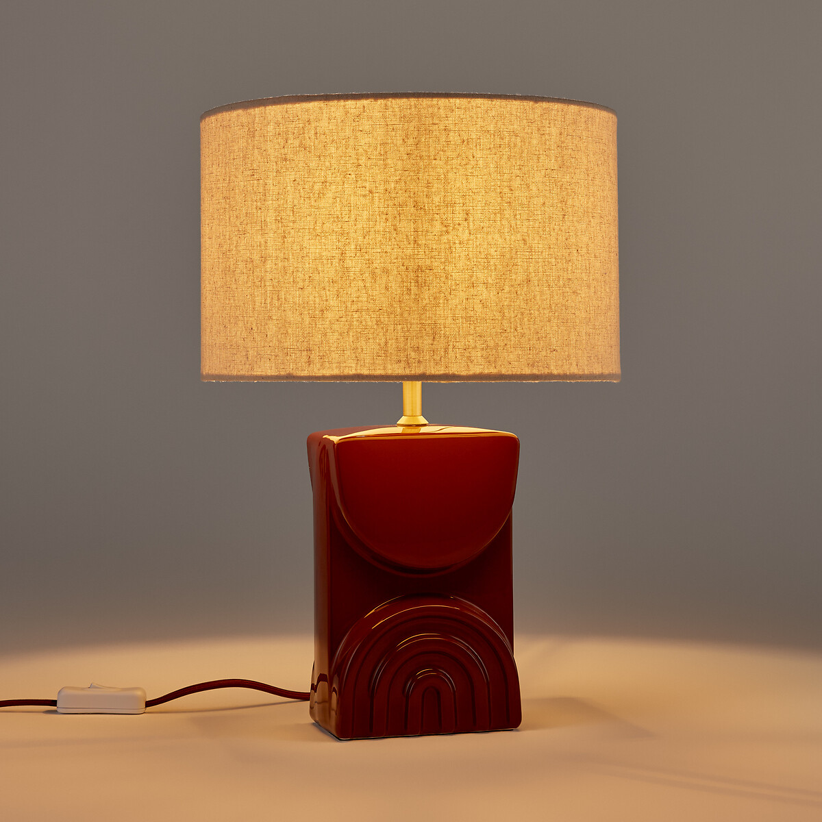 Lampada da tavolo ceramica e lino, Topia marrone, LA REDOUTE INTERIEURS