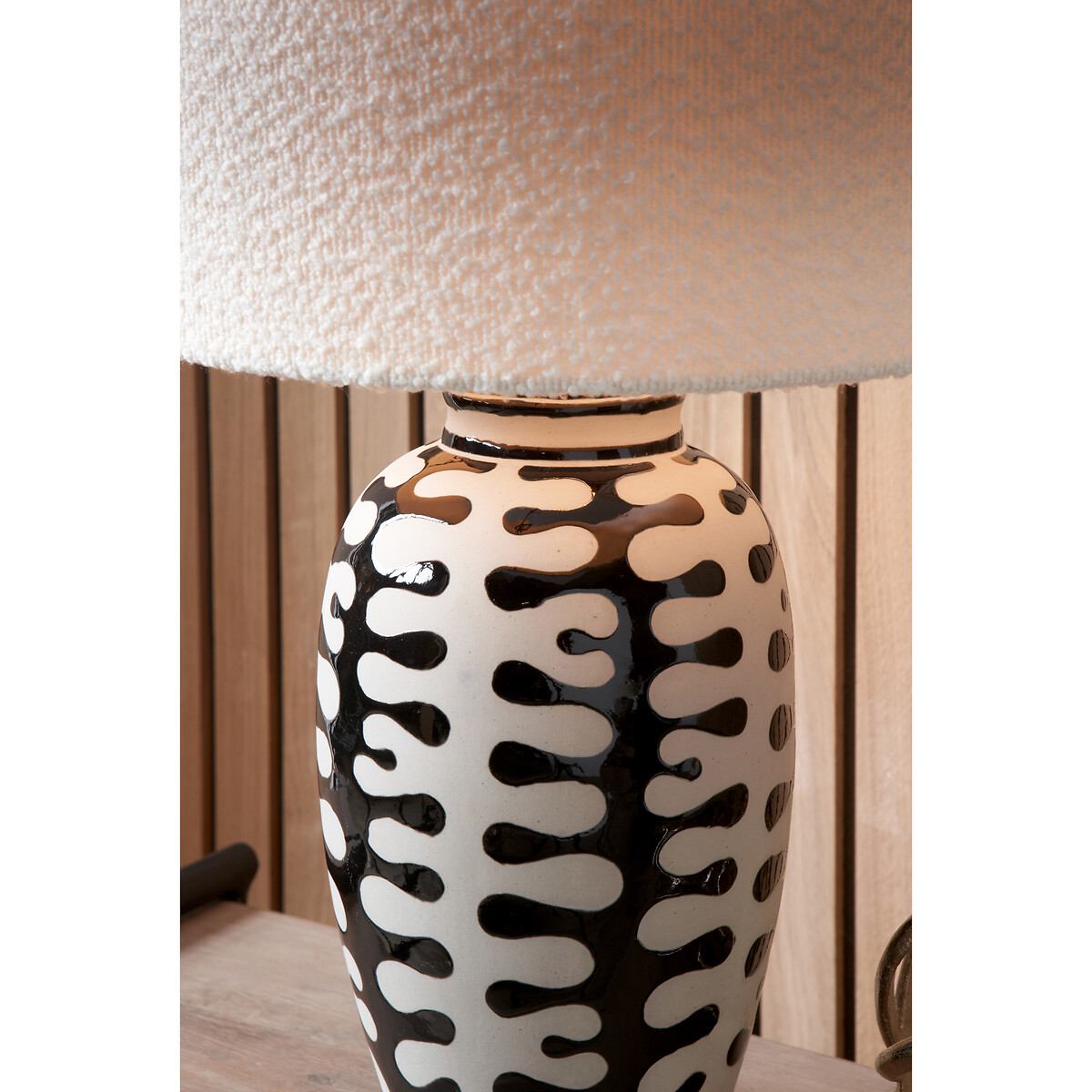 Eve Tall Coral Ceramic Table Lamp Base black/white, ÉDITÉ