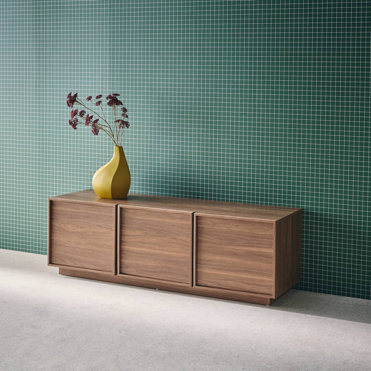 Meuble TV décor bois 3 portes 140cm KUBA noyer, SWEEEK