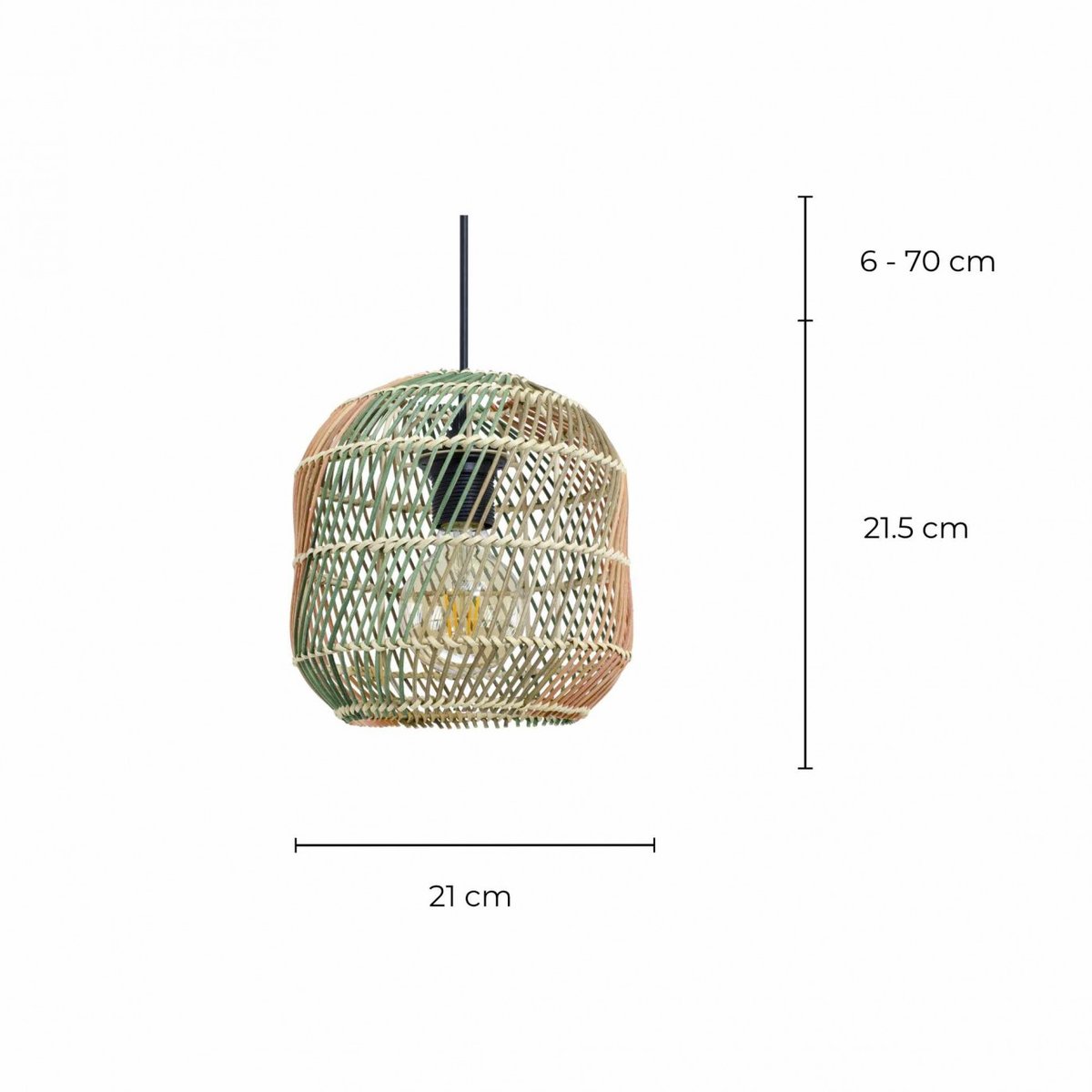Suspension en rotin, TISCO marron, orange & vert, C-CREATION