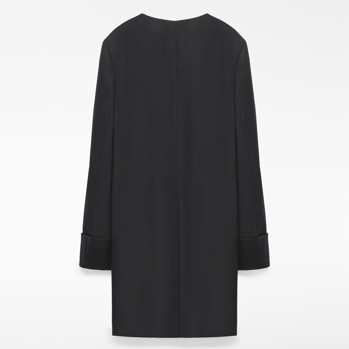 Manteau tailleur avec laine mérinos à col rond noir, ADOLFO DOMINGUEZ